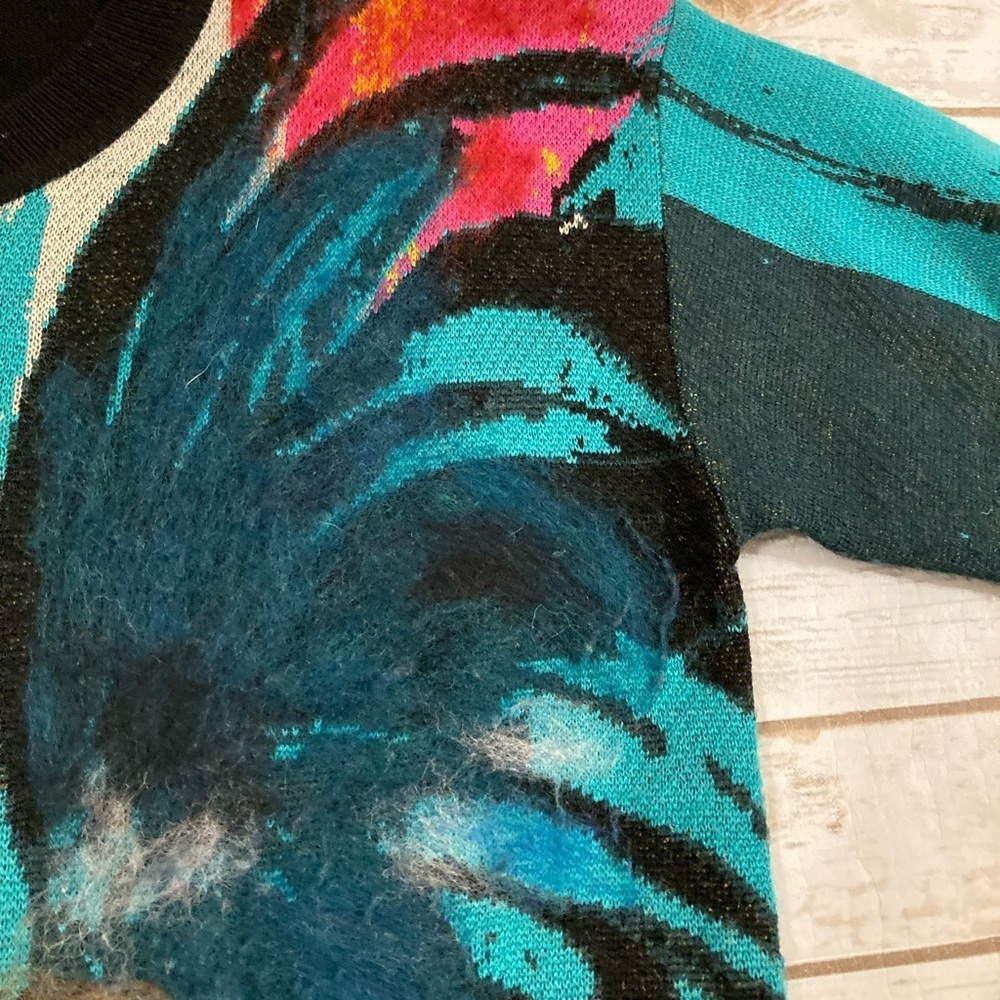 Anthropologie Womens Rooster Sweater Artwork Lauren C Walcott Small - Picture 10 of 15